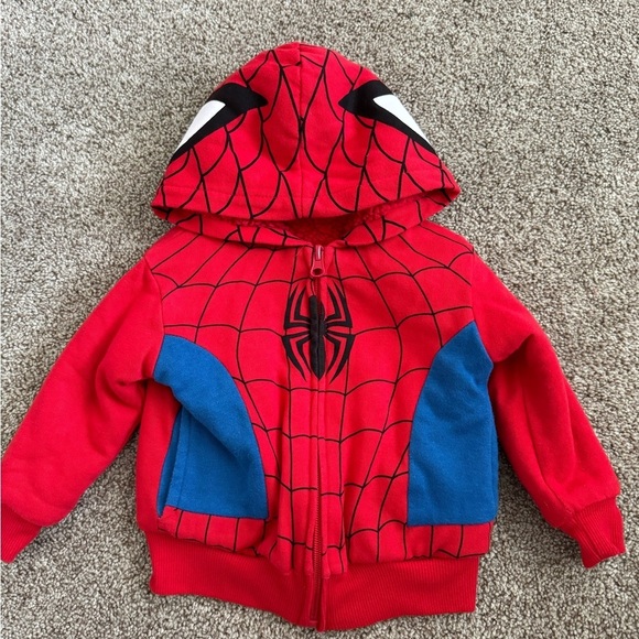 Marvel Spiderman Boys Baby fleece lined red Hoodie Jacket Size 12 months‎ - Picture 1 of 3